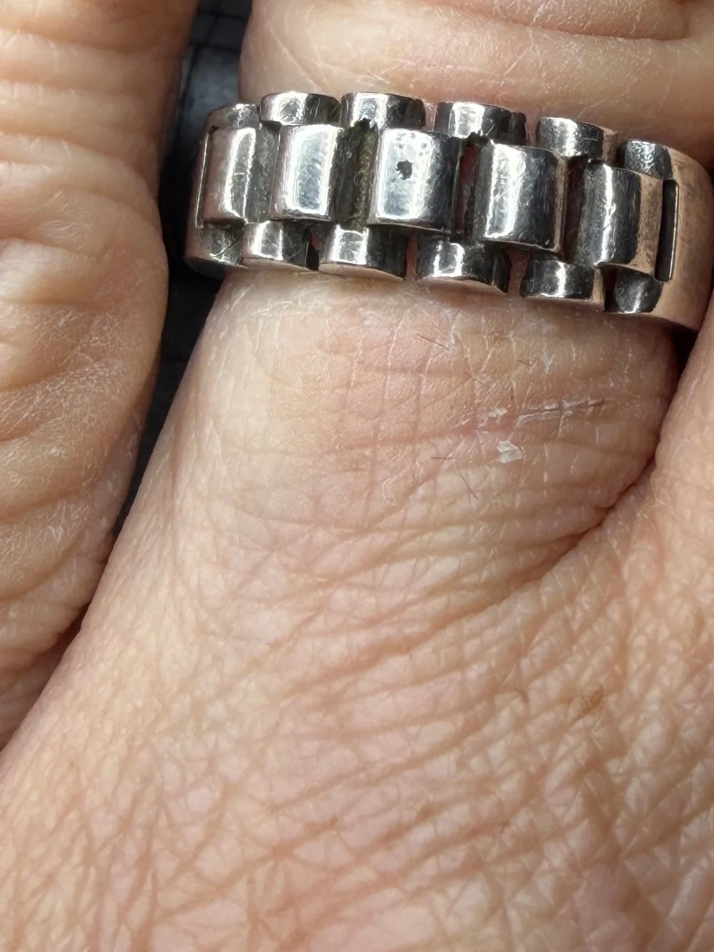 Chunky Industrial-Inspired Sterling Silver Ring size 9